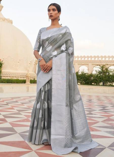Gray Colour RAJTEX KEVAAH LINEN Fancy Festive Wear Heavy Silk Saree Collection 216003